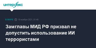 Олег Сыромолотов - Замглавы МИД РФ призвал не допустить использование ИИ террористами - interfax.ru - Москва - Россия