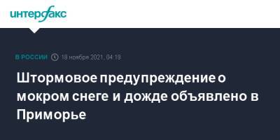 Штормовое предупреждение о мокром снеге и дожде объявлено в Приморье - interfax.ru - Москва - Приморье край