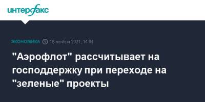 "Аэрофлот" рассчитывает на господдержку при переходе на "зеленые" проекты - interfax.ru - Москва