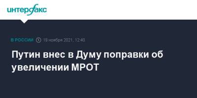 Владимир Путин - Андрей Макаров - Путин внес в Думу поправки об увеличении МРОТ - interfax.ru - Москва - Россия