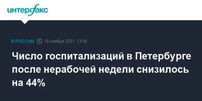 Дмитрий Лисовец - Число госпитализаций в Петербурге после нерабочей недели снизилось на 44% - interfax.ru - Москва - Санкт-Петербург - Петербург
