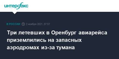 Три летевших в Оренбург авиарейса приземлились на запасных аэродромах из-за тумана - interfax.ru - Москва - Россия - Санкт-Петербург - Уфа - Оренбург - Уральск - Магнитогорск