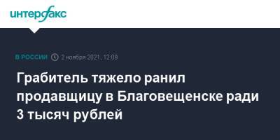 Грабитель тяжело ранил продавщицу в Благовещенске ради 3 тысяч рублей - interfax.ru - Москва - Амурская обл. - Благовещенск