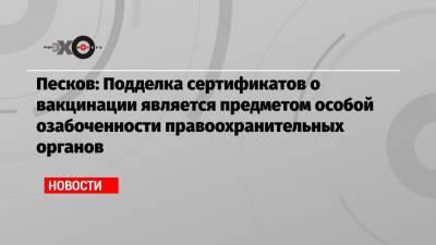 Дмитрий Песков - Песков: Подделка сертификатов о вакцинации является предметом особой озабоченности правоохранительных органов - echo.msk.ru - Москва - Россия