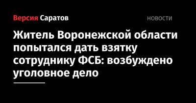Житель Воронежской области попытался дать взятку сотруднику ФСБ: возбуждено уголовное дело - nversia.ru - Россия - Казахстан - Саратовская обл. - Саратов - Воронежская обл. - Тамбов - Пенза - район Энгельсский