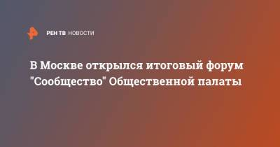 Татьяна Москалькова - В Москве открылся итоговый форум "Сообщество" Общественной палаты - ren.tv - Москва - Россия