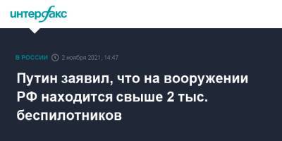 Владимир Путин - Путин заявил, что на вооружении РФ находится свыше 2 тыс. беспилотников - interfax.ru - Москва - Россия