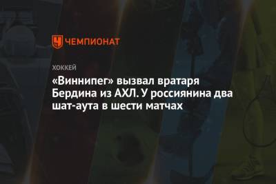 Михаил Бердин - «Виннипег» вызвал вратаря Бердина из АХЛ. У россиянина два шат-аута в шести матчах - championat.com - Россия