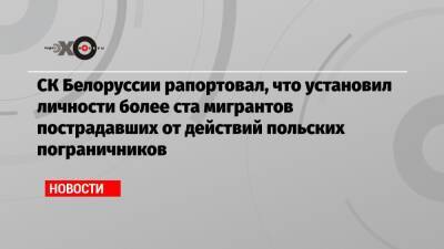 Игорь Черняк - СК Белоруссии рапортовал, что установил личности более ста мигрантов пострадавших от действий польских пограничников - echo.msk.ru - Белоруссия - Польша
