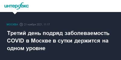 Третий день подряд заболеваемость COVID в Москве в сутки держится на одном уровне - interfax.ru - Москва