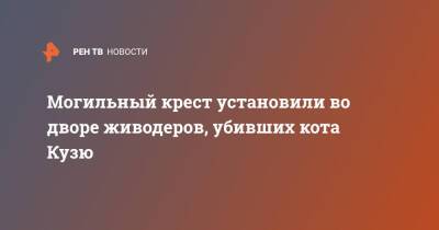 Могильный крест установили во дворе живодеров, убивших кота Кузю - ren.tv - Архангельская обл. - Северодвинск