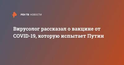 Владимир Путин - Анатолий Альтштейн - Вирусолог рассказал о вакцине от COVID-19, которую испытает Путин - ren.tv - Россия