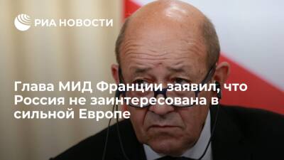 Владимир Путин - Дмитрий Песков - Сергей Лавров - Жан-Ив Ле-Дриан - Глава МИД Франции Ле Дриан заявил, что Россия не заинтересована в сильной Европе - ria.ru - Москва - Россия - Франция - Париж - Мали - Европа