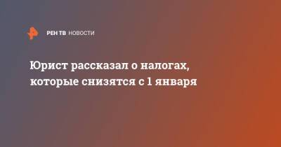 Иван Соловьев - Юрист рассказал о налогах, которые снизятся с 1 января - ren.tv - Россия