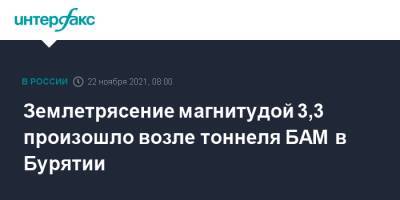 Землетрясение магнитудой 3,3 произошло возле тоннеля БАМ в Бурятии - interfax.ru - Москва - Россия - респ.Бурятия - Монголия