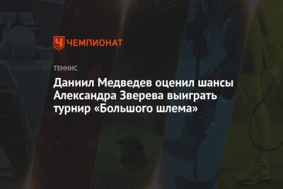 Даниил Медведев - Александр Зверев - Даниил Медведев оценил шансы Александра Зверева выиграть турнир «Большого шлема» - championat.com - Россия - США