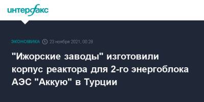 "Ижорские заводы" изготовили корпус реактора для 2-го энергоблока АЭС "Аккую" в Турции - interfax.ru - Москва - Санкт-Петербург - Турция