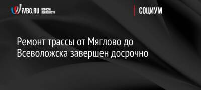 Ремонт трассы от Мяглово до Всеволожска завершен досрочно - ivbg.ru - Украина - Ленинградская обл. - Всеволожск