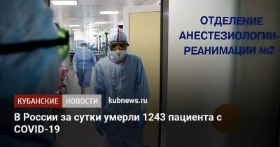 Александр Гинцбург - В России за сутки умерли 1243 пациента с COVID-19 - kubnews.ru - Москва - Россия - Московская обл. - Самарская обл.