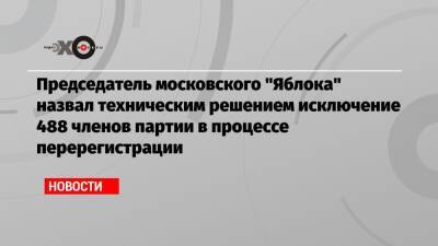 Алексей Навальный - Председатель московского «Яблока» назвал техническим решением исключение 488 членов партии в процессе перерегистрации - echo.msk.ru - Москва