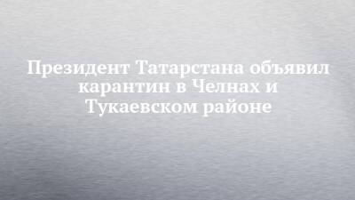Рустам Минниханов - Президент Татарстана объявил карантин в Челнах и Тукаевском районе - chelny-izvest.ru - респ. Татарстан - район Тукаевский