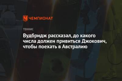 Вудбридж рассказал, до какого числа должен привиться Джокович, чтобы поехать в Австралию - championat.com - Австралия