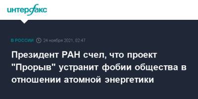 Александр Сергеев - Президент РАН счел, что проект "Прорыв" устранит фобии общества в отношении атомной энергетики - interfax.ru - Москва - Россия