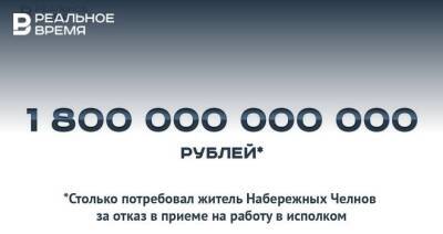 Житель Набережных Челнов за отказ в приеме на работу потребовал 1,8 трлн рублей — это много или мало? - realnoevremya.ru - респ. Татарстан - Набережные Челны