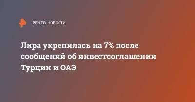 Лира укрепилась на 7% после сообщений об инвестсоглашении Турции и ОАЭ - ren.tv - Турция - Эмираты