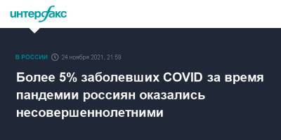 Более 5% заболевших COVID за время пандемии россиян оказались несовершеннолетними - interfax.ru - Москва - Россия