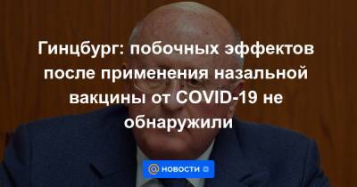 Гинцбург: побочных эффектов после применения назальной вакцины от COVID-19 не обнаружили - news.mail.ru - Россия