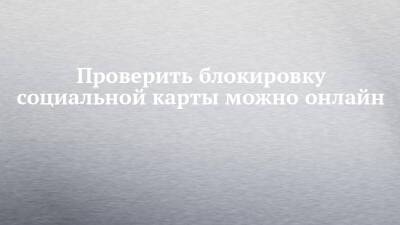 Проверить блокировку социальной карты можно онлайн - chelny-izvest.ru