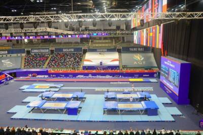 В Баку определились финалисты Всемирных соревнований среди возрастных групп в программе прыжков на двойном мини-батуте у женщин - trend.az - Россия - США - Англия - Испания - Канада - Португалия