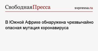 Камиль Хафизов - В Южной Африке обнаружена чрезвычайно опасная мутация коронавируса - svpressa.ru - Гонконг - Юар - Ботсвана