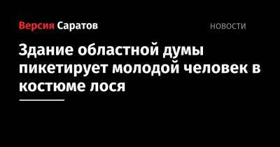 Валерий Рашкин - Здание областной думы пикетирует молодой человек в костюме лося - nversia.ru - Россия - Саратов