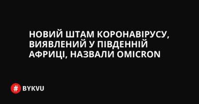 Новий штам коронавірусу, виявлений у Південній Африці, назвали Omicron - bykvu.com - США - Украина - Гонконг - Лесото