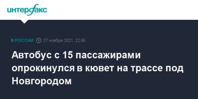 Автобус с 15 пассажирами опрокинулся в кювет на трассе под Новгородом - interfax.ru - Москва - Новгородская обл. - Великий Новгород