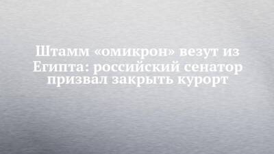 Владимир Круглый - Штамм «омикрон» везут из Египта: российский сенатор призвал закрыть курорт - chelny-izvest.ru - Россия - Египет - Юар