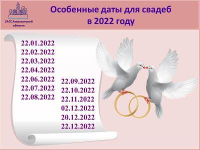 Астраханцы выбирают красивые даты для свадеб в 2022 году - astrakhanfm.ru - Астраханская обл.