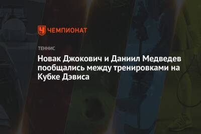 Джокович Новак - Даниил Медведев - Новак Джокович и Даниил Медведев пообщались между тренировками на Кубке Дэвиса - championat.com - Австрия - Россия - Казахстан - Германия - Швеция - Испания - Сербия - Мадрид - Эквадор