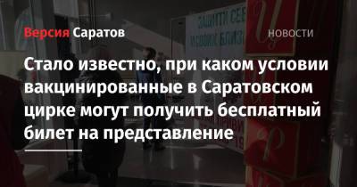 Стало известно, при каком условии вакцинированные в Саратовском цирке могут получить бесплатный билет на представление - nversia.ru