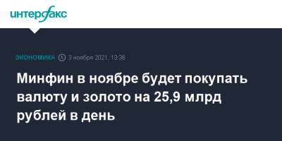 Минфин в ноябре будет покупать валюту и золото на 25,9 млрд рублей в день - interfax.ru - Москва - Россия
