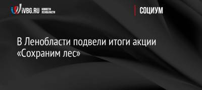 В Ленобласти подвели итоги акции «Сохраним лес» - ivbg.ru - Россия - Украина - Ленинградская обл.