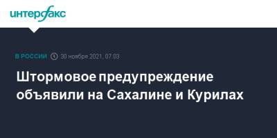 Штормовое предупреждение объявили на Сахалине и Курилах - interfax.ru - Москва - Сахалинская обл.