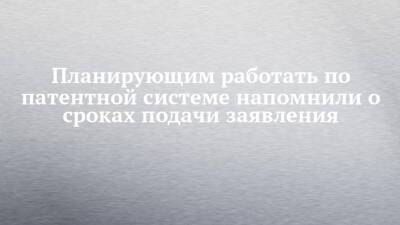 Планирующим работать по патентной системе напомнили о сроках подачи заявления - chelny-izvest.ru