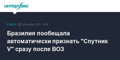 Сергей Лавров - Бразилия пообещала автоматически признать "Спутник V" сразу после ВОЗ - interfax.ru - Москва - Россия - Бразилия
