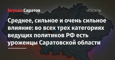 Вячеслав Володин - Роман Абрамович - Дмитрий Чернышенко - Среднее, сильное и очень сильное влияние: во всех трех категориях ведущих политиков РФ есть уроженцы Саратовской области - nversia.ru - Россия - Саратовская обл. - Саратов