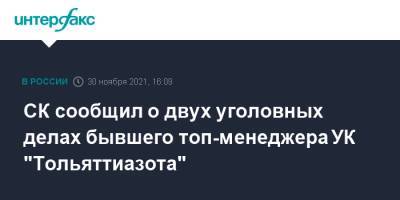 СК сообщил о двух уголовных делах бывшего топ-менеджера УК "Тольяттиазота" - interfax.ru - Москва - Самарская обл.