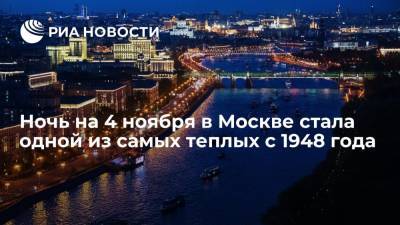 Евгений Тишковец - Ночь на 4 ноября в Москве заняла второе место по теплу с 1948 года - ria.ru - Москва - Россия