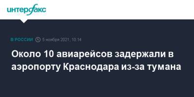 Около 10 авиарейсов задержали в аэропорту Краснодара из-за тумана - interfax.ru - Москва - Санкт-Петербург - Сочи - Краснодар - Египет - Воронеж - Махачкала - Красноярск - Ростов-На-Дону - Стамбул